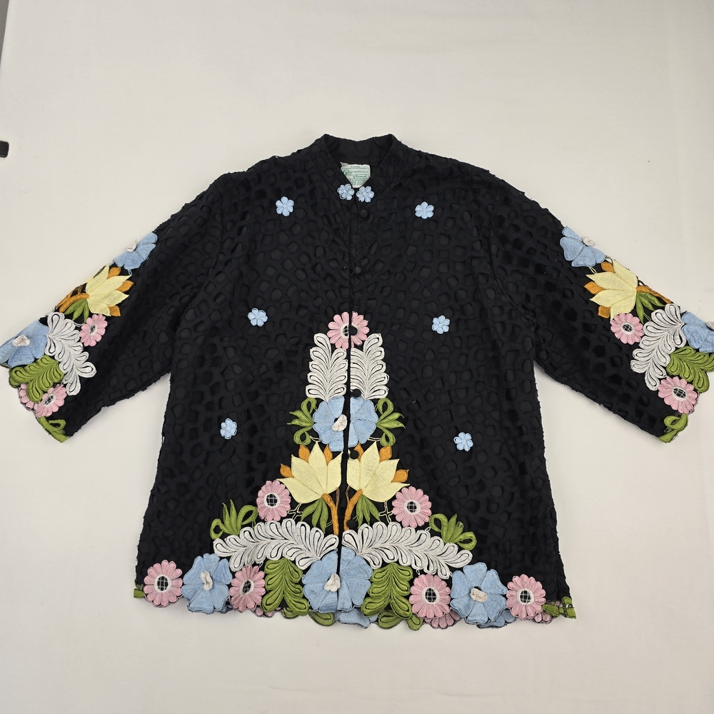 Floral Embroidered Blue Jacket